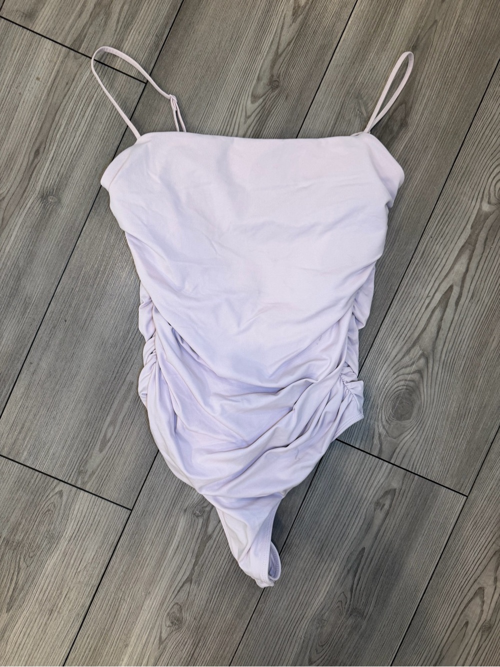 Babaton Aritzia Pink Ruched Spaghetti-Strap Bodysuit